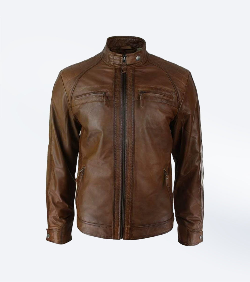 Café Racer Brown Leather Jacket