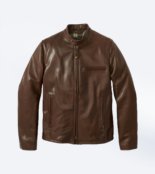 Brown Café Racer Leather Jacket