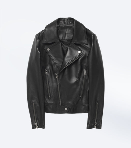 Classic Black Leather Moto Jacket